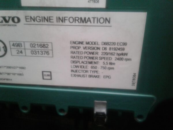MOTORE VOLVO FL 6  D6B 220 - immagine 3